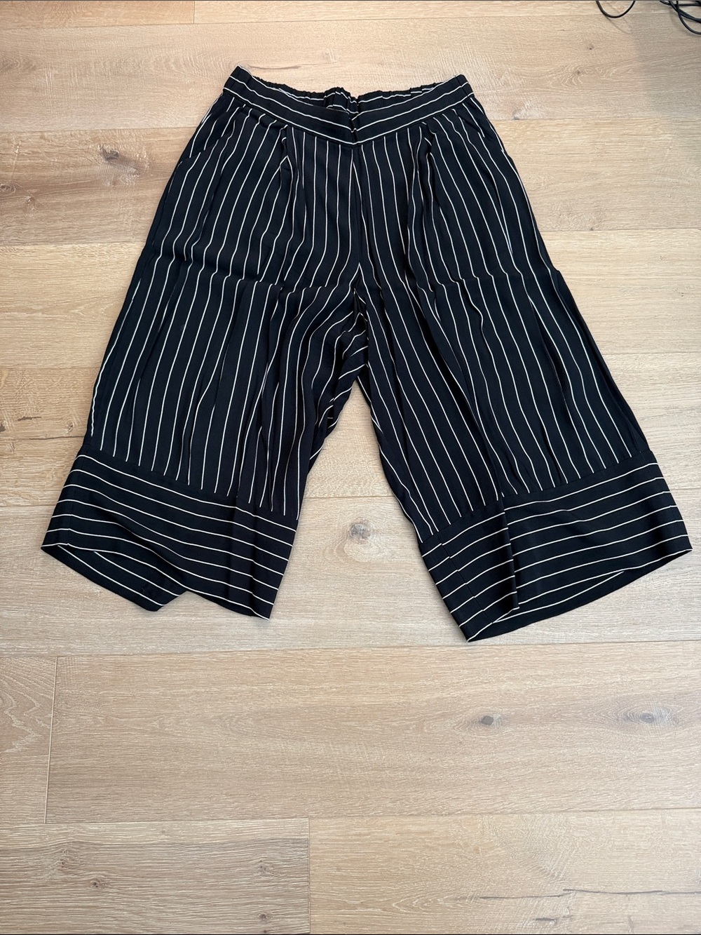 GAP Black Wide-Leg Pinstripe Pants